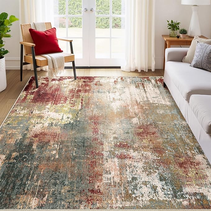 Washable Area Rugs 8'x10' Non-Slip Modern Abstract Soft - Image 8