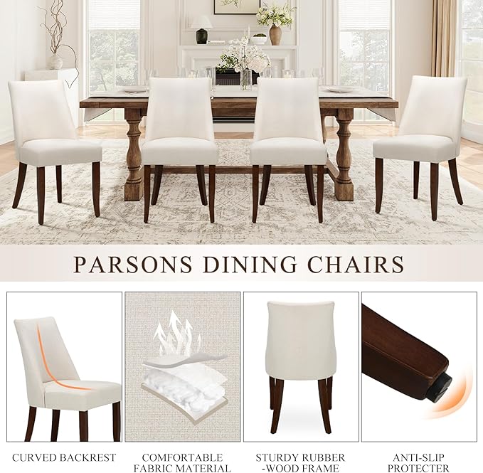 COLAMY Upholstered Dining Chairs Set of 4, Mid Century Modern Kitchen Chairs - Image 6