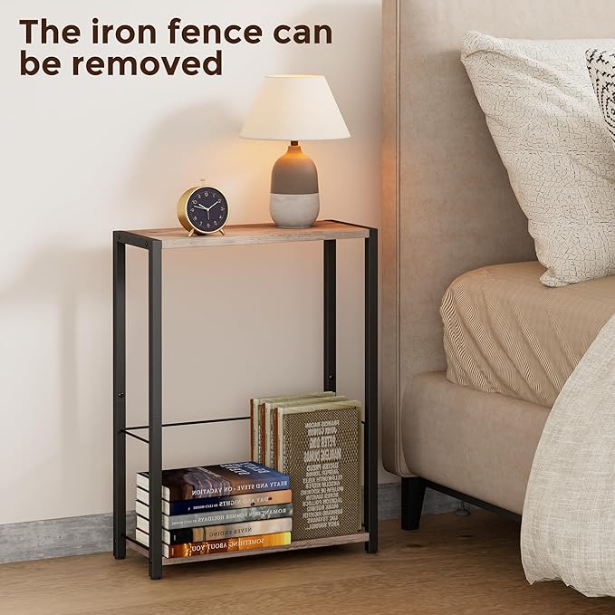 Narrow Side Table with Magazine Holder, Skinny End Table Perfect - Image 7