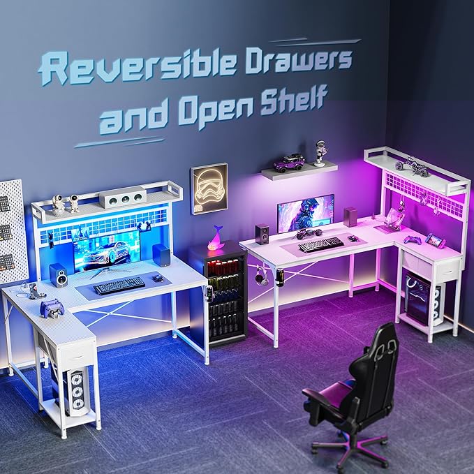 PRAISUN L Shaped Gaming Desk - Image 3