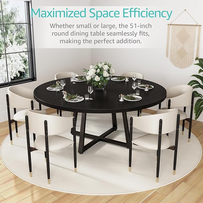 Black Round Dining Table for 6 - Image 5