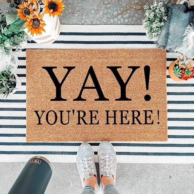 Yay You're Here Funny Coir Doormat - Image 5