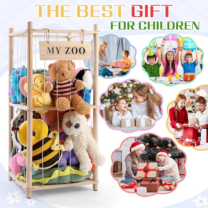 Stuffed Animal Storage Zoo, Wooden Stuffed Animal Organizer - Image 6