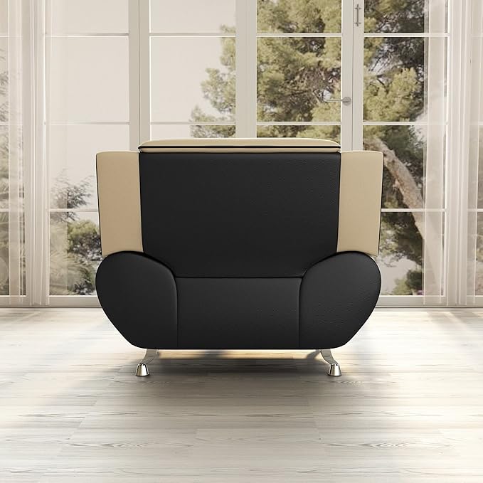 Container Furniture Direct Michael Modern Faux Leather Upholstered Stainless - Image 7