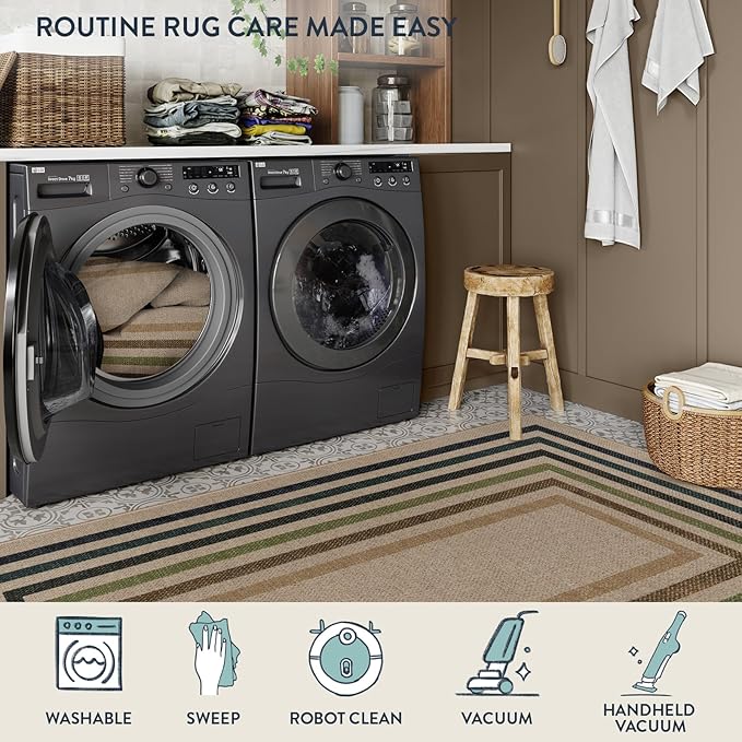 Lahome Modern Geometric Easy Jute Rug, Washable 5x7 Indoor Outdoor Rugs - Image 5