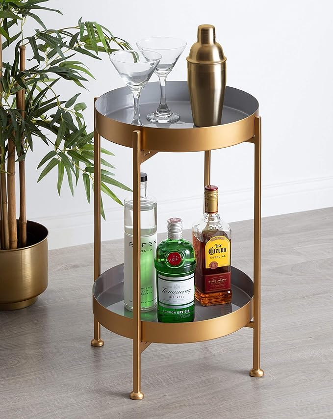 Kate and Laurel Nira Two-Tiered Mid-Century Side Table, Chic Modern End Table - Image 2