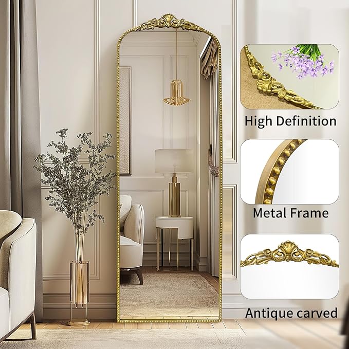 G-LEAF Vintage Full Mirror 22"X65", Victorian Antique Baroque Mirror - Image 5