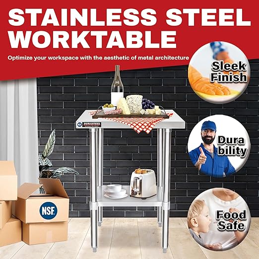 DuraSteel 24x24 Stainless Steel Prep Table - Image 3