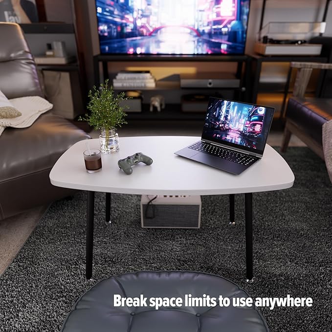WOHOMO Foldable Coffee Table White Small Coffee Tables - Image 6