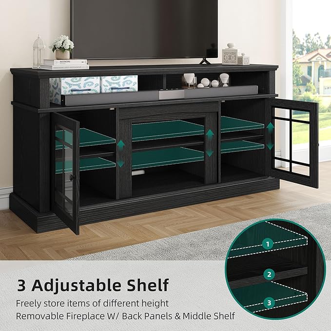 YITAHOME Black TV Stand for 75 Inch TV, LED Modern Entertainment Center - Image 4