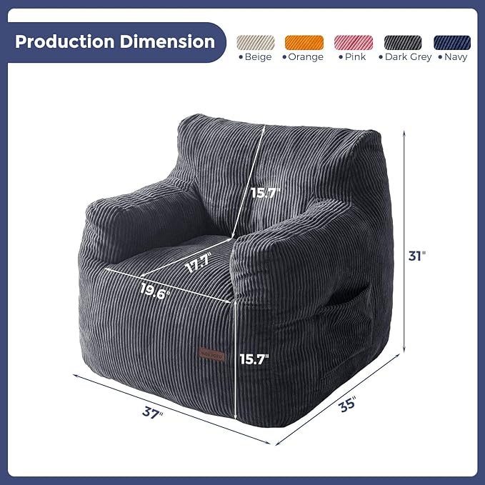 MAXYOYO Bean Bag Chair, Tufted Bean Bag Couch Lazy Chair, Living Room Sofa Couch - Image 2