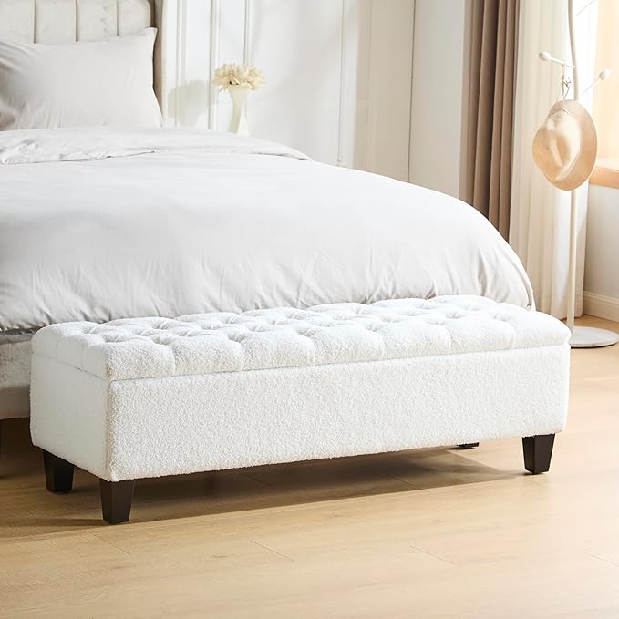 Christopher Knight Home Ottilie Boucle Fabric Storage Ottoman Bench, Wooden by ChristopherKnightHome