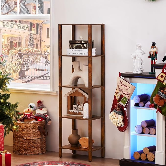 54in Tall Bookshelf 5-Tier Small Narrow Bookcase, Skinny Book Shelf - Image 3