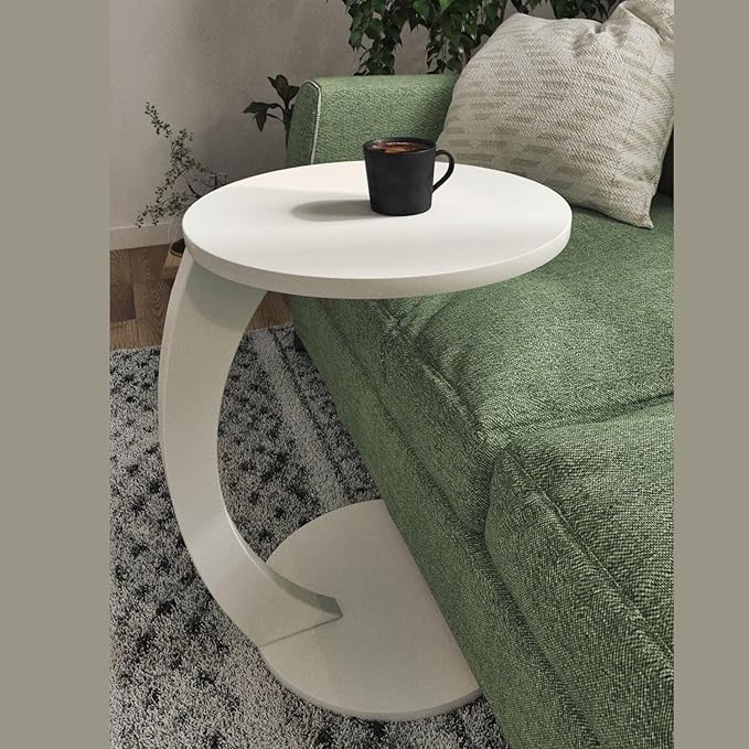 C Shaped End Table for Couch Small Places, Space Saver Round Side Table for by Furpinea-HandmadewithLove