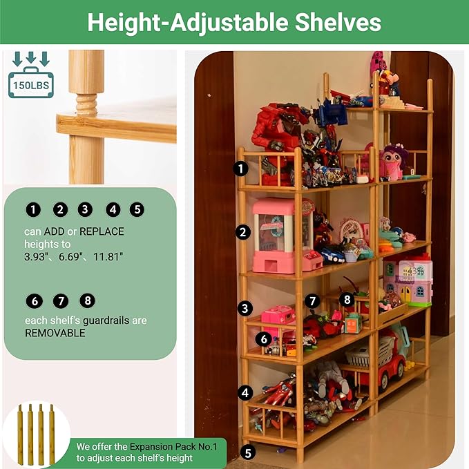 GOGOGO Bamboo Bookshelf -Tool-Free Assembly, Eco-Friendly Wooden Bookcase - Image 4