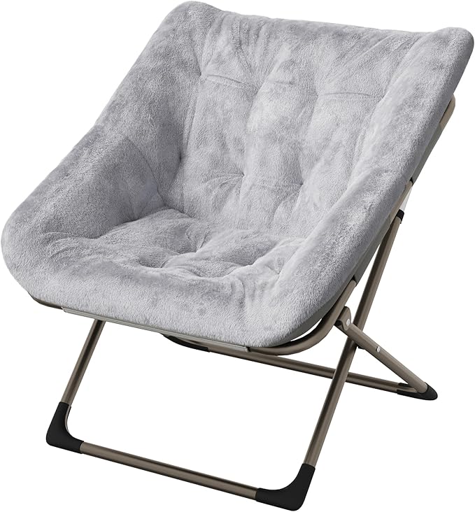 Comfy Chair for Adults, Foldable Living Room Chairs, Soft Faux Fur Folding by Garvee