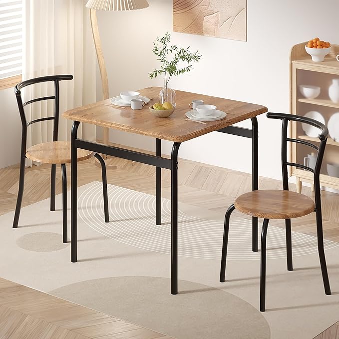 VECELO 3 Piece Dining Table & Chairs Set by VECELO