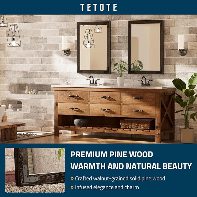 TETOTE 22 x 30 Black Wooden Mirror - Image 2