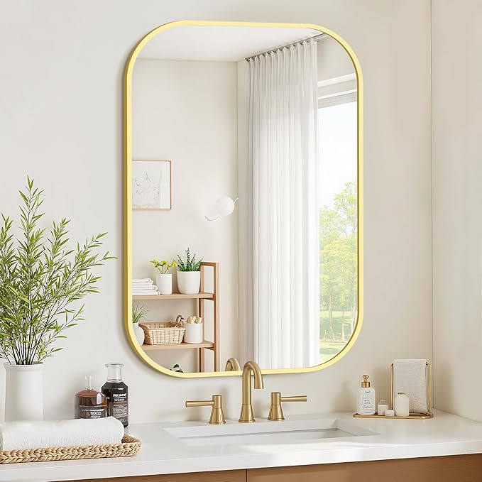 Bathroom Mirrors for Over Sink, 24x36 Gold Vanity Mirror for Bathroom Sink by Unknown