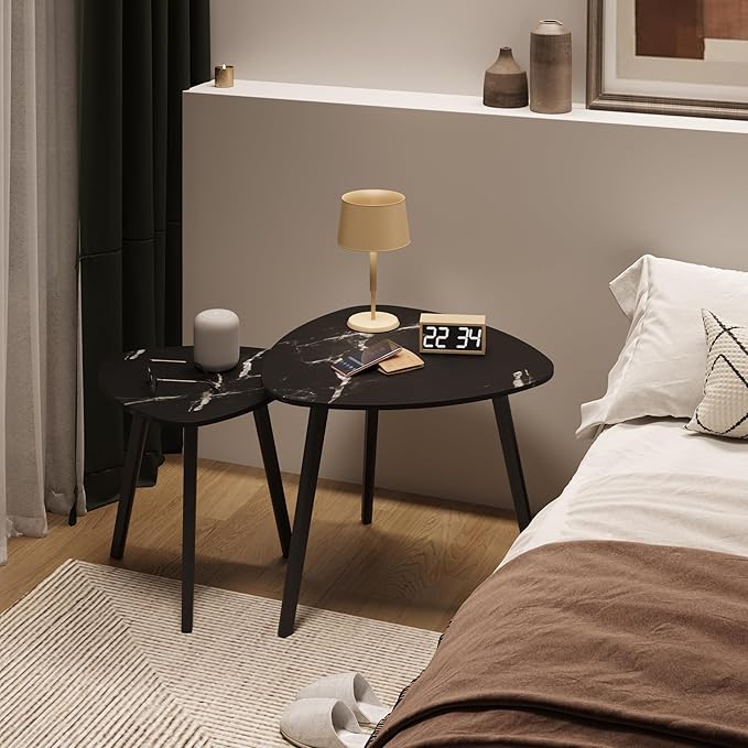 BAMEOS Bamboo Nesting Triangle End Table - Image 6