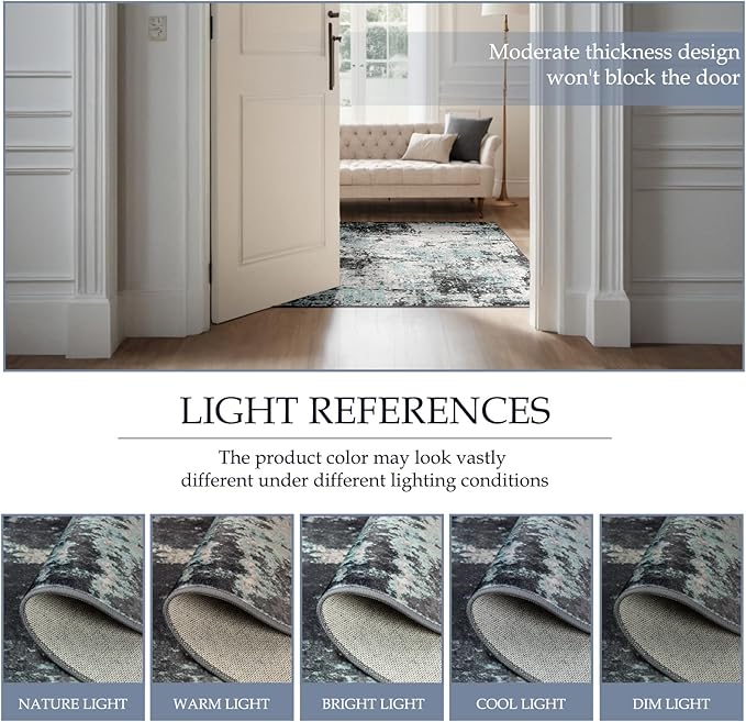 Washable Area Rugs 4ft Non-Slip Modern Abstract Soft - Image 4