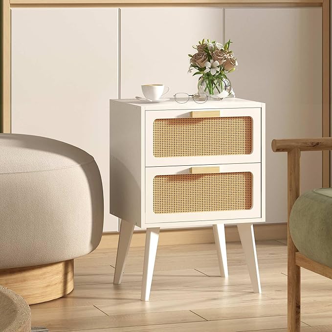 Rattan Nightstand, Wood End Table, Side Table - Image 4