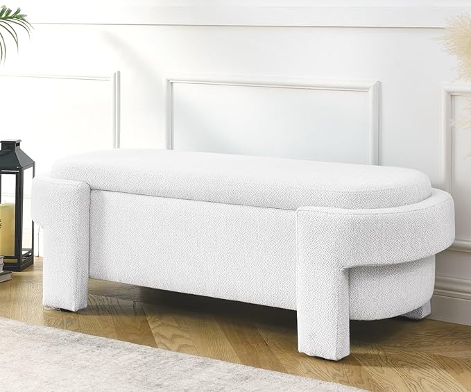 KEIKI 51" Linen Ottoman Bench by Unknown