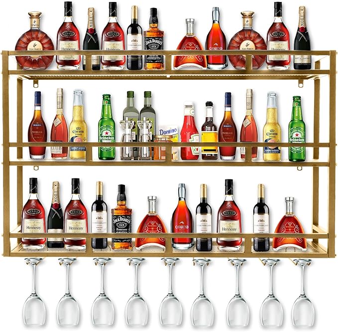 Metal Wine Rack Wall Mounted, Bar Shelves by HFTUW