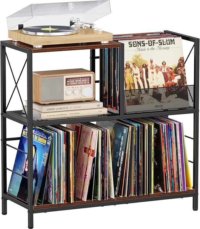 Snughome Large Vinyl Record Player Stand, Holds Up to 300 Albums, Wooden Record by Snughome