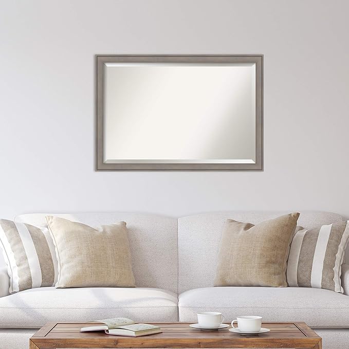 Amanti Art Grey Wall Mirror 28x40 Greywash Rectangle Bathroom Mirror - Image 5
