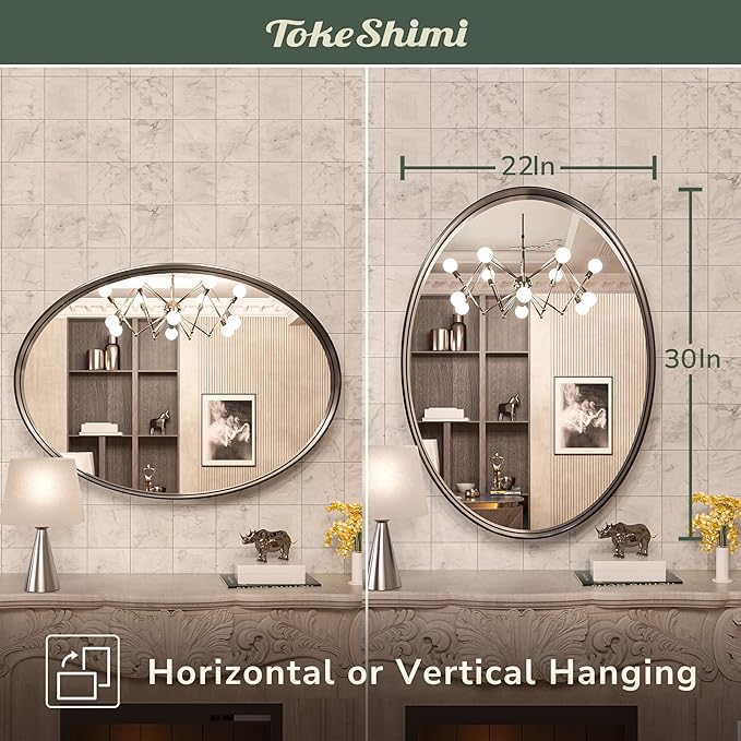 TokeShimi Oval Black Mirrors for Bathroom 22x30 Inch - Image 7