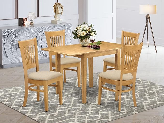 East West Furniture NDVA5-OAK-C 5 Piece Kitchen Table & Chairs Set Includes a - Image 2