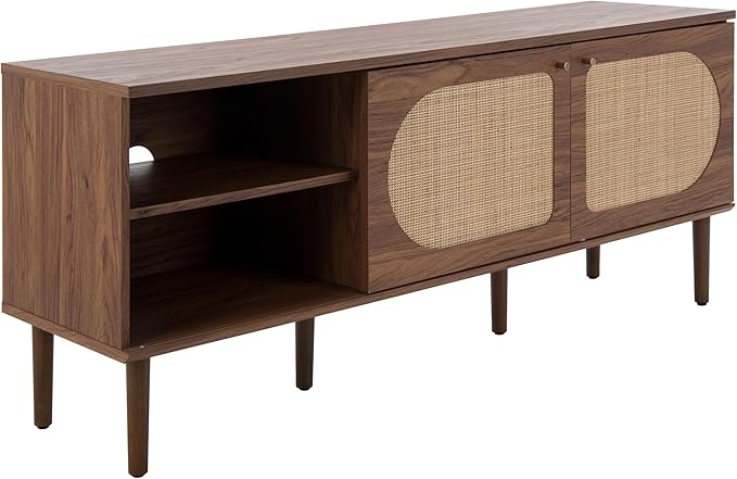 SAFAVIEH Claude TV Stand for up to 65" Flatscreen – Walnut, 2 Sliding Doors - Image 6