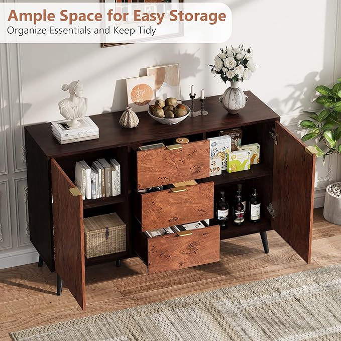 GarveeHome Buffet Cabinet with Drawers, 51.2'' Large Sideboard Buffet Credenza - Image 6