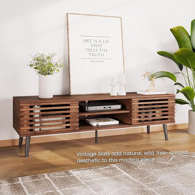 HAIOOU Mid Century Modern TV Stand, Small Entertainment Center Media Console - Image 3