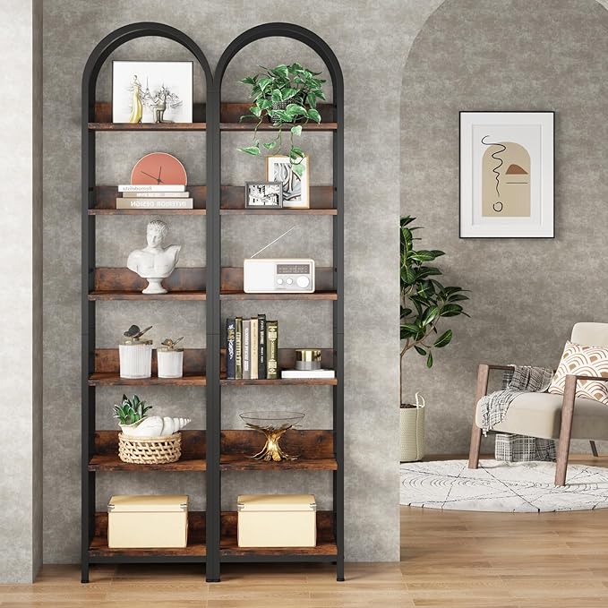 Tribesigns 6-Tier Open Bookshelf, 78.7" Tall Arched Bookcase Narrow Bookshelf - Image 9