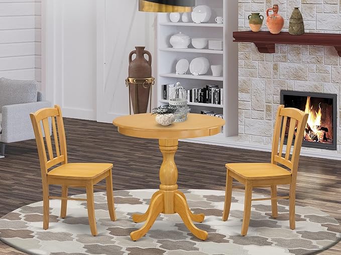 East West Furniture ESDL3-OAK-W 3 Piece Kitchen Table Set - Image 2