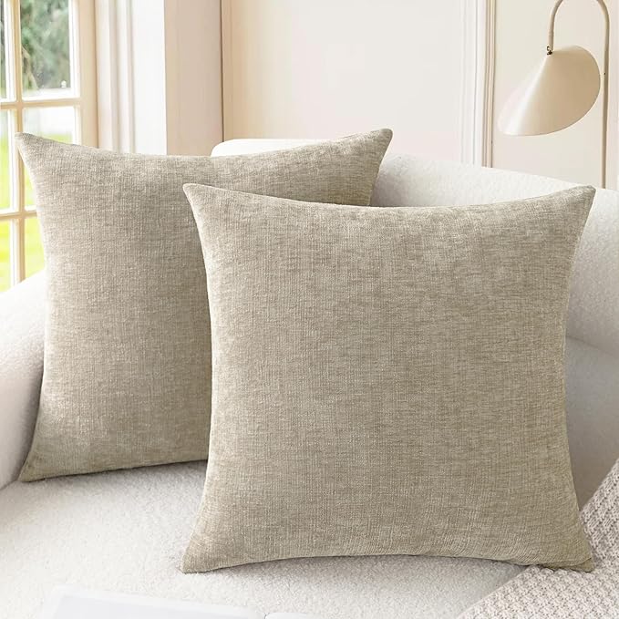 CaliTime Throw Pillow Covers Decorative 22 X 22 Inches Pack of 2 Cozy Chenille by CaliTime