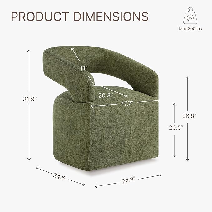 Upholstered Dining Chairs with Removable Casters Barrel Side Armchair with - Image 3