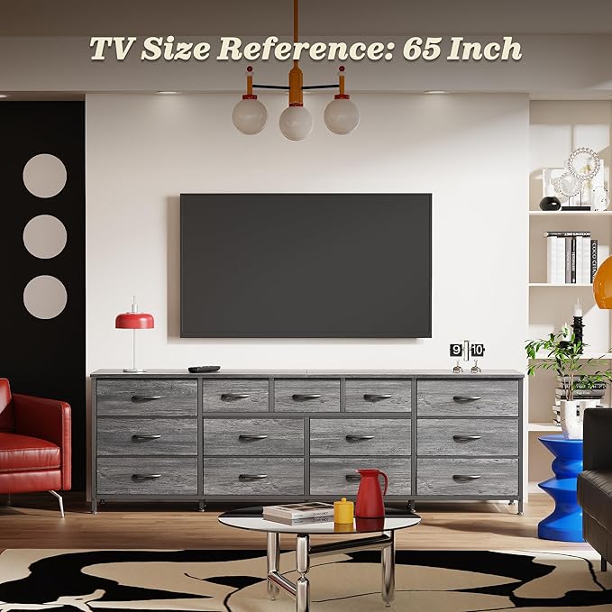 Huuger 70 Inch Dresser for Bedroom, TV Stand for 65, 80 Inch TV, 13 Fabric - Image 2