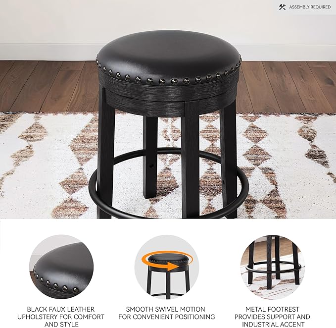 Signature Design by Ashley Valebeck Casual Round Faux Leather Upholstered - Image 4