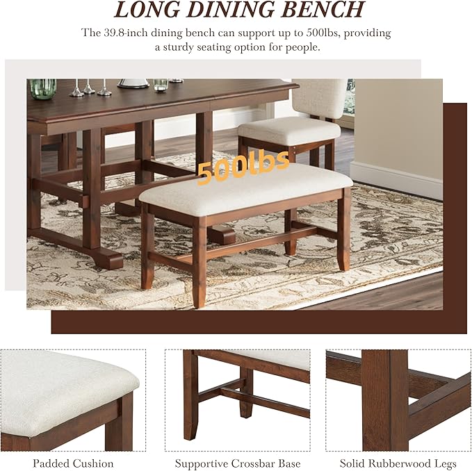 Ball & Cast 6 Pieces 78inch Extendable Wood Dining Table Set - Image 7