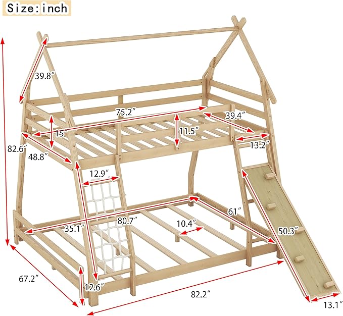Twin Over Queen House Bunk Bed - Image 2