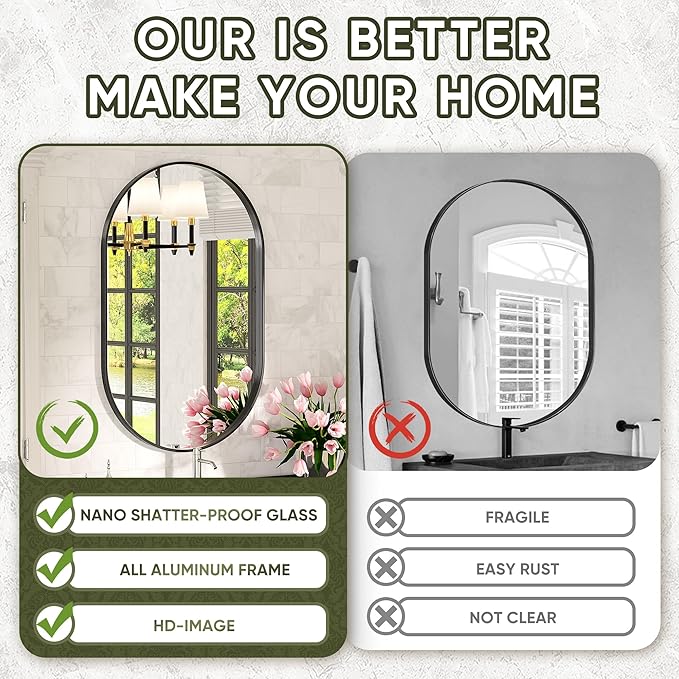 Suidia 26" x 38" Bathroom Mirror, Bathroom Vanity Mirror Metal Framed, - Image 5