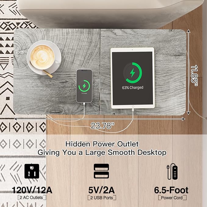 LIDYUK End Table with Charging Station, Narrow Side Table with Drawer and USB - Image 3