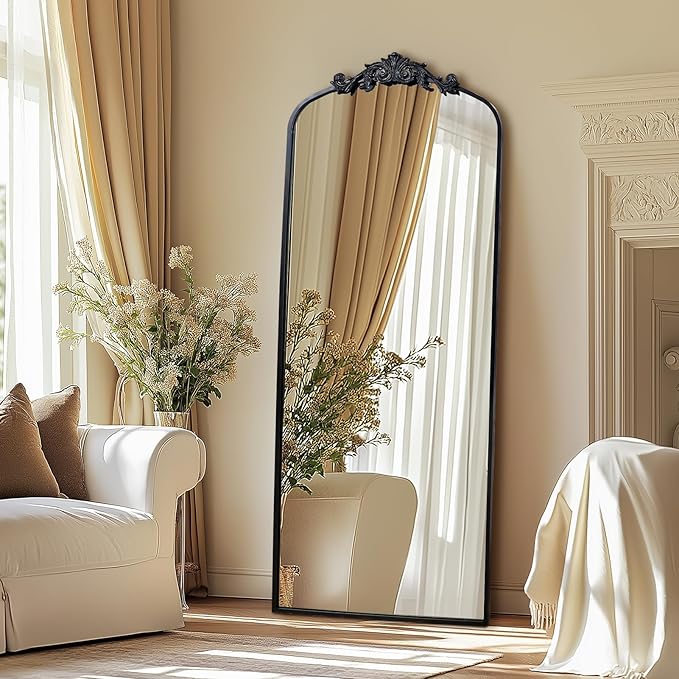 AIXI HOME Antique Black Arch Full Wall Mirror, Baroque Inspired Home Decor - Image 5