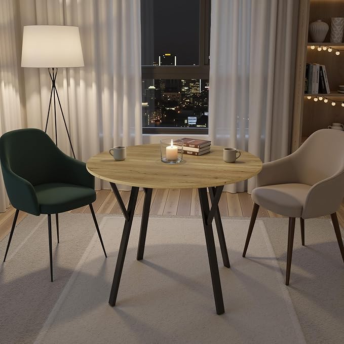 35" Round Dining Table for 4, Modern Small Circle Dinner Table Farmhouse Round - Image 5