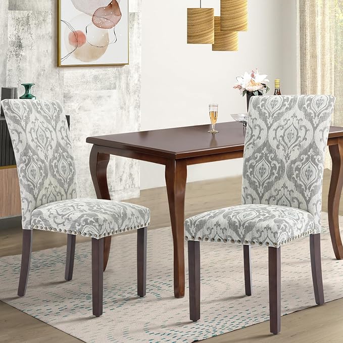 COLAMY Upholstered Parsons Dining Chairs Set of 4, Fabric Dining Room Kitchen - Image 7