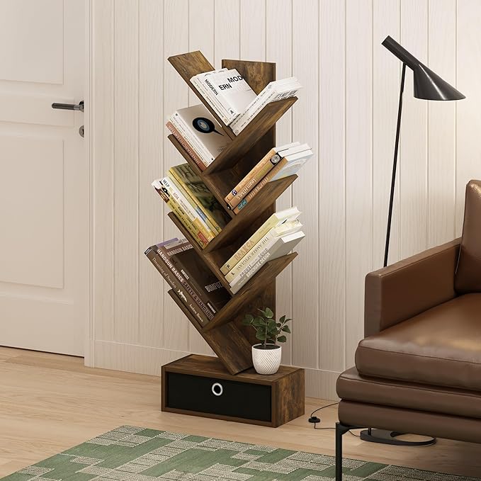 Furinno Tree Bookshelf 7-Tier Floor Standing Tree Bookcase - Image 2