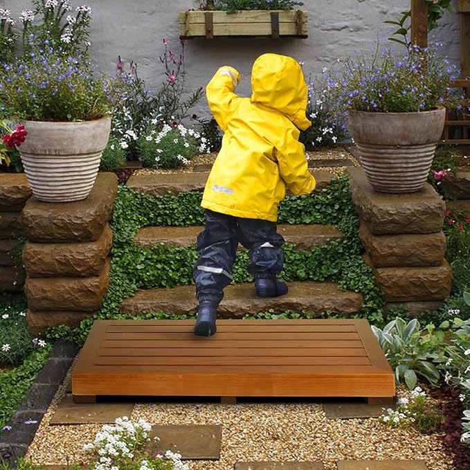 3.15" One Step Stool for Elderly- Friendly Acacia Wood High Riser Step Stool - Image 2